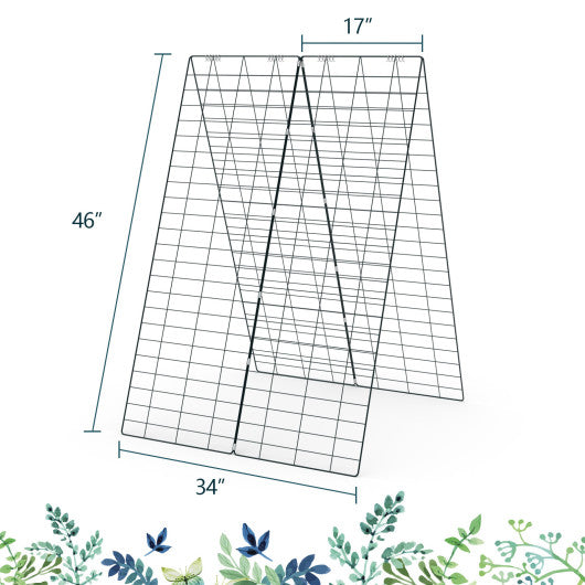 2 Pieces Foldable A-Frame Trellis Plant Supports with Twist Ties-Green