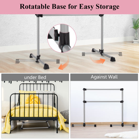 4 Feet Double Ballet Barre Bar with Adjustable Height-Silver