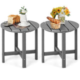Set of 2 18 Inch Round Weather-Resistant Adirondack Side Tables-Gray