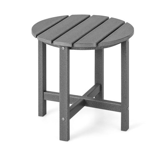 Set of 2 18 Inch Round Weather-Resistant Adirondack Side Tables-Gray