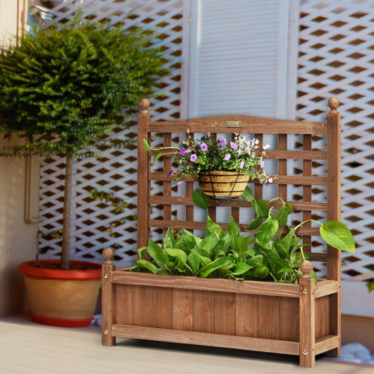 Wood Planter Box with Trellis Weather-resistant Outdoor