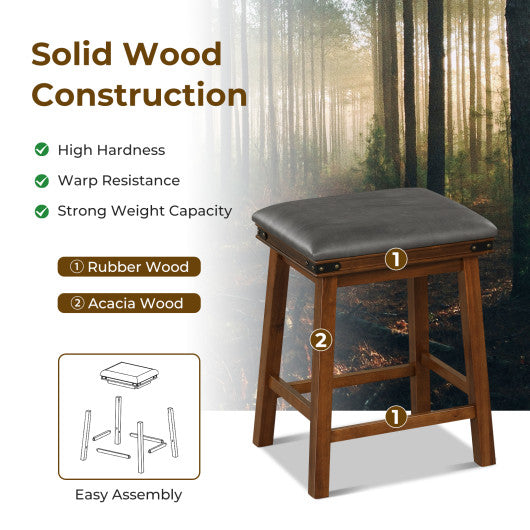 Set of 2 24/30 Inch Dining Bar Stool with Rubber Wood-24 inches