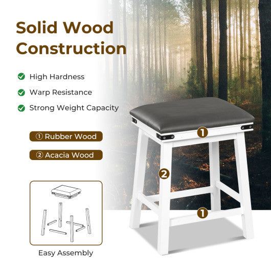 Set of 2 24/30 Inch Dining Bar Stool with Acacia Wood Frame-24 inches