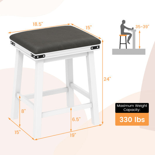 Set of 2 24/30 Inch Dining Bar Stool with Acacia Wood Frame-24 inches