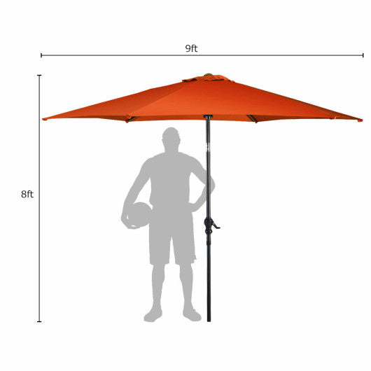 9 ft Patio Outdoor Umbrella with Crank-Orange