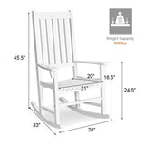 Indoor Outdoor Wooden High Back Rocking Chair-White