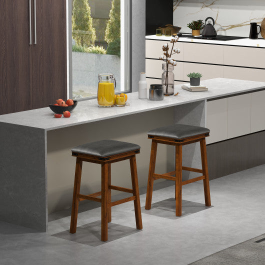 Set of 2 24/30 Inch Dining Bar Stool with Rubber Wood-30 inches