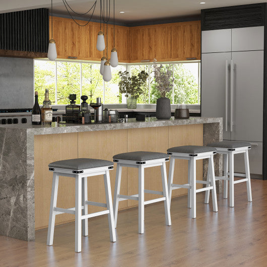 Set of 2 24/30 Inch Dining Bar Stool with Acacia Wood Frame-30 inches