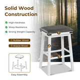 Set of 2 24/30 Inch Dining Bar Stool with Acacia Wood Frame-30 inches