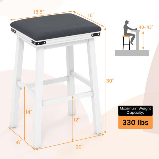 Set of 2 24/30 Inch Dining Bar Stool with Acacia Wood Frame-30 inches