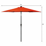 9' Patio LED Solar Umbrella with Crank-Orange