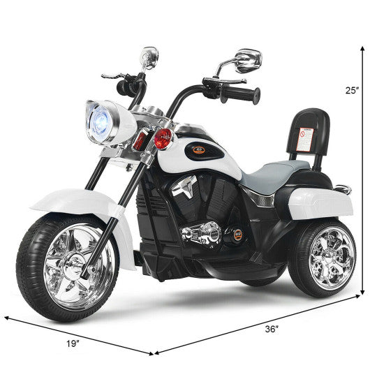 6V 3 Wheel Kids Motorcycle-White