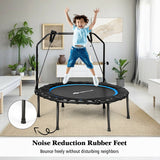 40 Inch Foldable Fitness Rebounder with Resistance Bands Adjustable Home-Blue