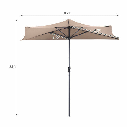 9Ft Patio Bistro Half Round Umbrella -Beige