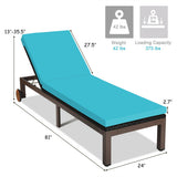 Patio Chaise Lounge Chair Outdoor Rattan Lounger Recliner Chair-Turquoise