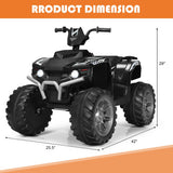 12V Kids Ride on ATV with LED Lights and Treaded Tires and LED lights-Black