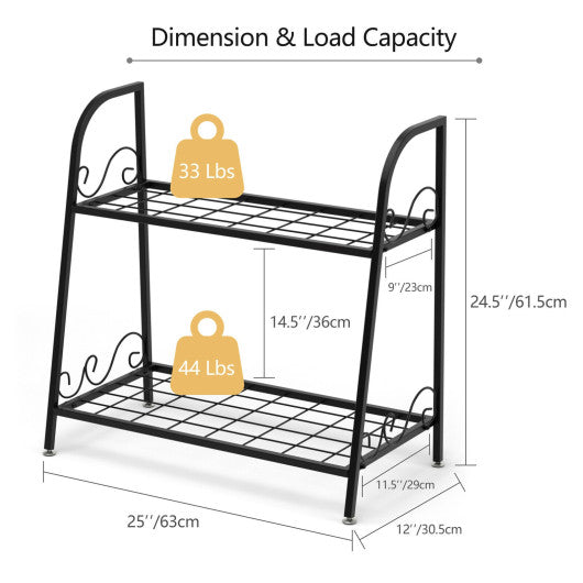 2-tier Patio Metal Plant Stand