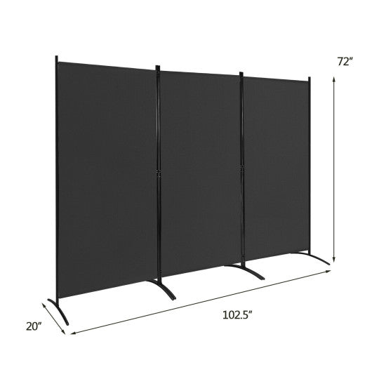 3-Panel Room Divider Folding Privacy Partition Screen for Office Room-Black