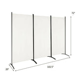 3-Panel Room Divider Folding Privacy Partition Screen for Office Room-White