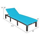 Outdoor Rattan Adjustable Cushioned Chaise-Turquoise