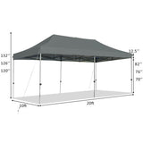 10 x 20 Feet Adjustable Folding Heavy Duty Sun Shelter with Carrying Bag-Gray