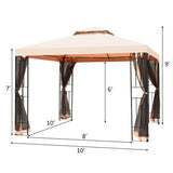 10 x 10 Feet 2-Tier Vented Metal Canopy with Mosquito Netting