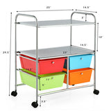 4 Drawers Shelves Rolling Storage Cart Rack-Multicolor