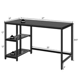 47 Inch Computer Desk Office Study Table Workstation Home with Adjustable Shelf Black-M