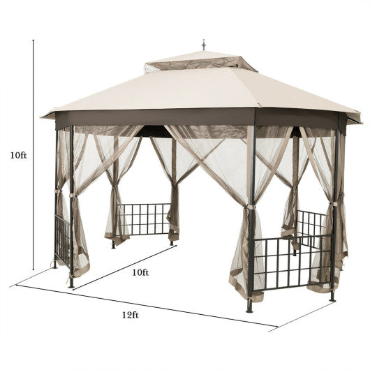 10’x 12’ Octagonal Patio Gazebo-Beige