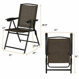 2 Pieces Folding Sling Chairs with Smooth Armrests and Adjustable Back for Patio