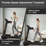 3HP Electric Folding Treadmill with Bluetooth Speaker-Red