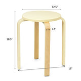 Set of 4 Bentwood Round Stool Stackable Dining Chairs with Padded Seat-Beige