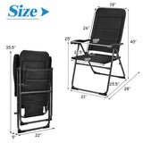 Set of 4 Patio Folding Chairs with Adjustable Backrest-Black