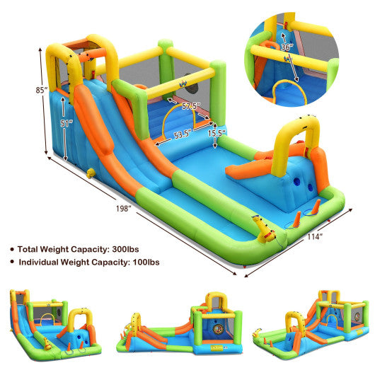 8 in 1 Inflatable Water Slide Park Bounce House Without Blower