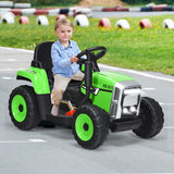 12V Ride on Tractor with 3-Gear-Shift Ground Loader for Kids 3+ Years Old-Green