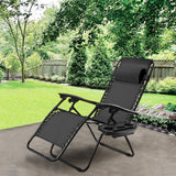 Outdoor Folding Zero Gravity Reclining Lounge Chair with Utility Tray-Black