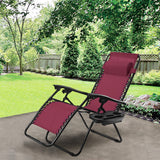 Outdoor Folding Zero Gravity Reclining Lounge Chair-Dark Red