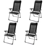 2 Pcs Portable Patio Folding Dining Chairs with Headrest Adjust for Camping -Black