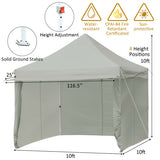 10 x 10 Feet Pop up Gazebo with 4 Height and Adjust Folding Awning-Gray