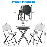 3 Pieces Patio Rattan Bistro Set with Round Dining Table and 2 Chairs