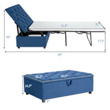 Folding Ottoman Sleeper Bed with Mattress for Guest Bed and Office Nap-Blue