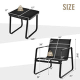 3 Pieces Patio Bistro Furniture Set with Glass Top Table Garden Deck-Black