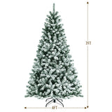 7 Feet Pre-lit Snow Flocked Hinged Christmas Tree with 1116 Tips and Metal Stand-7 ft