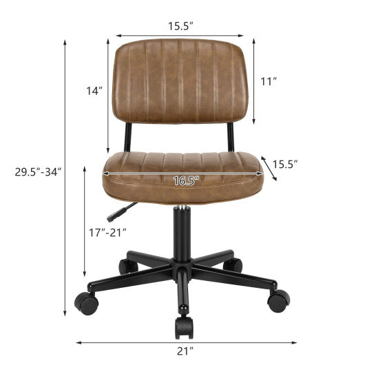 PU Leather Adjustable Office Chair  Swivel Task Chair with Backrest-Brown