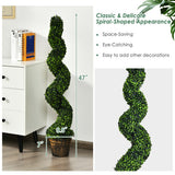 2 Pack 4 Feet Artificial Spiral Boxwood Topiary Indoor Outdoor Decor