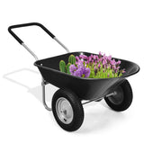 2 Tire Wheelbarrow Garden Cart Heavy-duty Dolly Utility Cart-Black