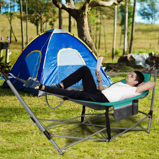 Portable Folding Hammock with Hammock Stand-Turquoise