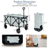 Outdoor Folding Wagon Cart with Adjustable Handle and Universal Wheels-Gray