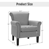 Upholstered Fabric Accent Chair with Adjustable Foot Pads-Light Gray