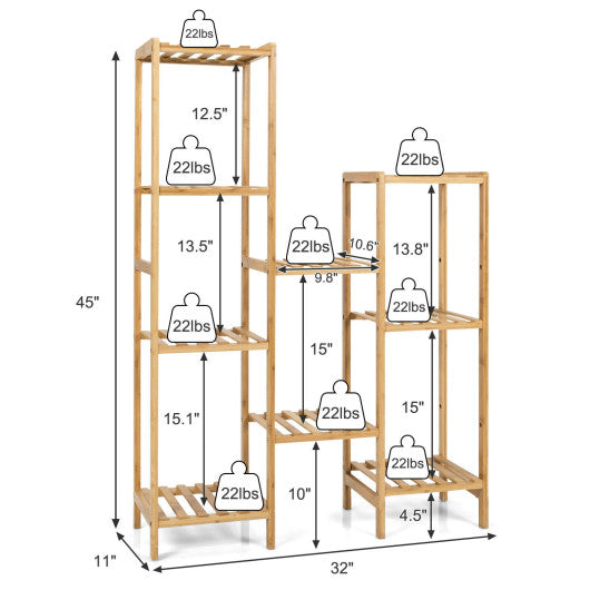 9/11-Tier Bamboo Plant Stand for Living Room Balcony Garden-9-Tier